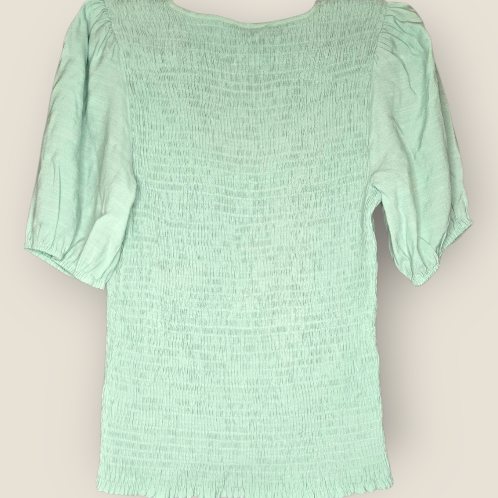 A New Day Green Puff Sleeve Fitted Blouse - Picture 4 of 5